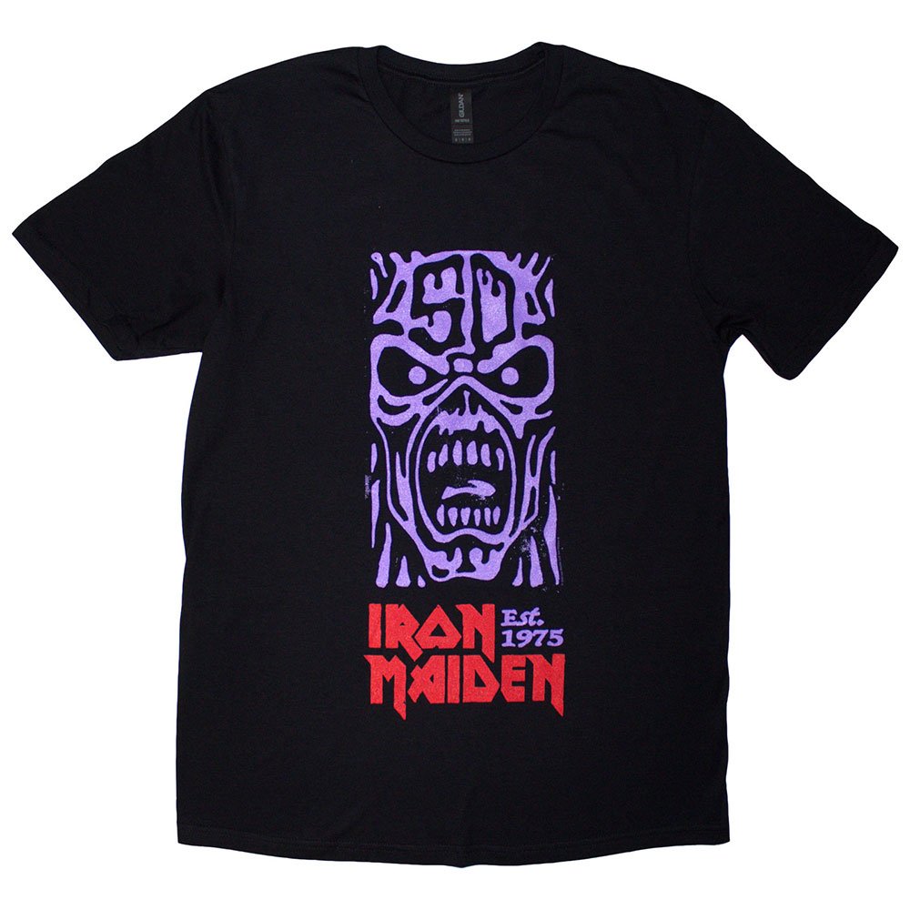 Iron Maiden - Est. 1975 Stamp Logo Purple Heren T-shirt - Zwart